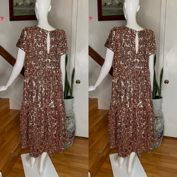 New Anthropologie Maeve Bernadette Sequined Midi - Picture 8 of 8